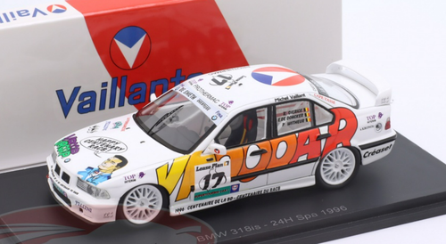 1/43 Spark 1996 BMW 318is (E36) #17 24h Spa J.B. Racing Vaillante Robert Dierick, Eric de Doncker, Pascal Witmeur Car Model