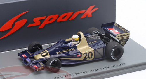 1/43 Spark 1977 Formula 1 Jody Scheckter Wolf WR1 #20 Winner Argentina GP Car Model