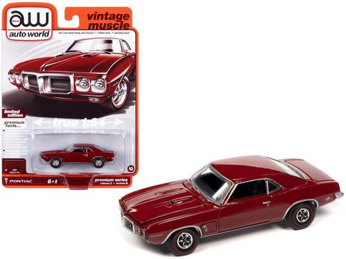 1969 Pontiac Firebird Matador Red "Vintage Muscle" Limited Edition 1/64 Diecast Model Car by Auto World