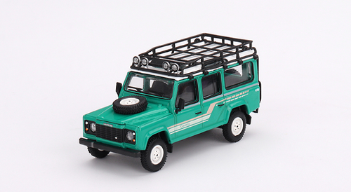 1/64 Mini GT 1985 Land Rover Defender 110 County Station Wagon Trident Green Diecast Car Model