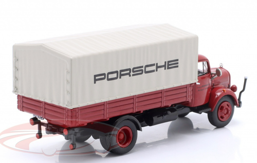 1/87 Schuco Mercedes-Benz L3500 Flatbed Truck with Tarpaulin (Porsche Red) Car Model