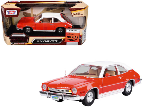 1/24 Motormax 1974 Ford Pinto (Orange with White Top) Diecast Car Model 1/24 Motormax 1974 Ford Pinto (Orange with White Top) Diecast Car Model