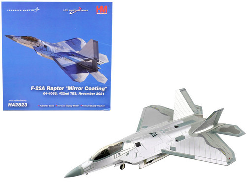 Lockheed Martin F-22A Raptor Fighter Aircraft "Mirror Coating" "422nd TES" (November 2021) "Air Power Series" 1/72 Diecast Model by Hobby Master