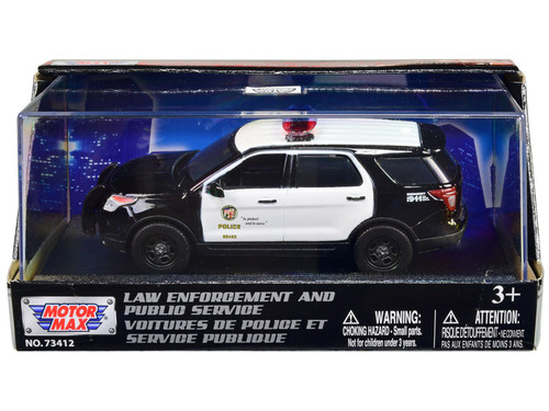 1/43 Motormax 2015 Ford Police Interceptor Utility Black and White "LAPD (Los Angeles Police Department)" Diecast Car Model