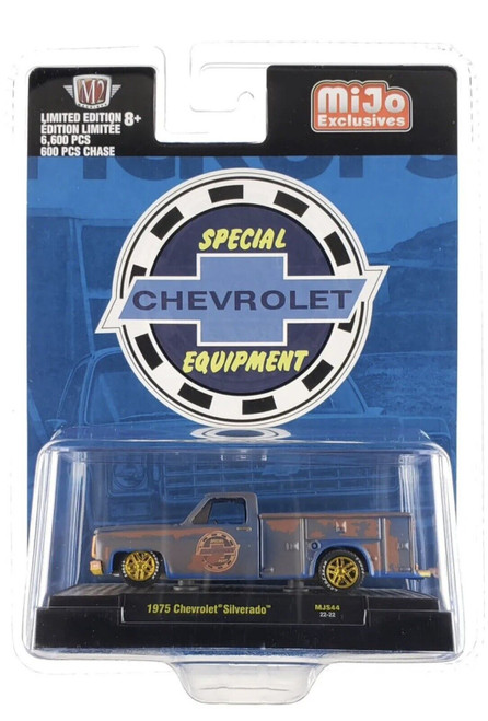 CHASE CAR 1/64 M2 Machines 1975 Chevrolet Silverado “CHEVROLET EQUIPMENT” Weathered Limited Edition Diecast Car Model