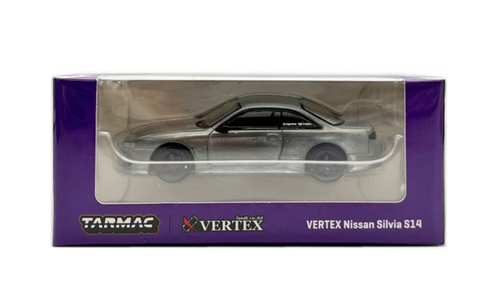 CHASE CAR 1/64 Tarmac Works Nissan VERTEX Silvia S14 RHD (Right Hand Drive) Purple Metallic Diecast Car Model