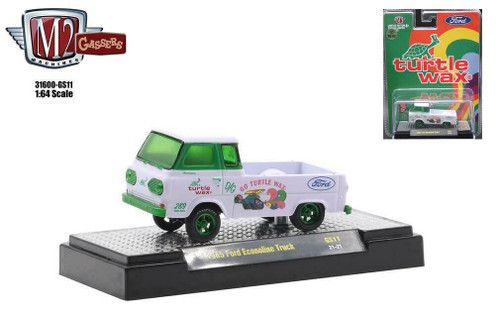 CHASE CAR 1965 Ford Econoline Pickup Truck "Turtle Wax" White and Green Limited Edition to 4400 pieces Worldwide 1/64 Diecast Model Car by M2 Machines