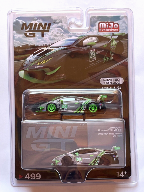 CHASE CAR 1/64 Mini GT Lamborghini Huracán GT3 EVO #39 2022 IMSA Road America 2nd Place Diecast Car Model