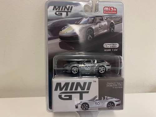 CHASE CAR 1/64 Mini GT Porsche 911 992 Targa 4S Heritage Design Edition (GT Silver Metallic) (RHD) Diecast Car Model