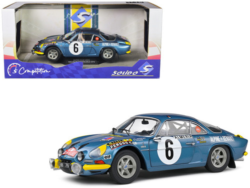 1/18 Solido 1972 Alpine A110 1600S #6 Rallye Monte Carlo Alpine Renault Jean-Claude Andruet, Pierre Pagani Diecast Car Model