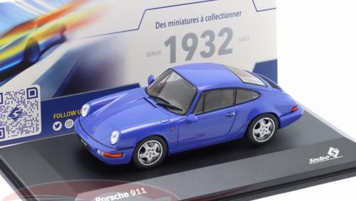 1/43 Solido 1992 Porsche 911 (964) Carrera RS (Maritime Blue) Diecast Car Model