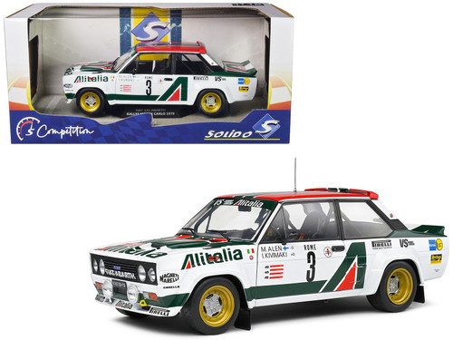 1/18 Solido 1979 Fiat 131 Abarth #3 3rd Rallye Monte Carlo Alitalia Fiat Markku Alén, Ilkka Kivimäki Diecast Car Model