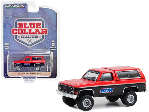 1991 GMC Jimmy SLE Red and Black "B&M Racing" "Blue Collar Collection" Series 12 1/64 Diecast Model Car by Greenlight