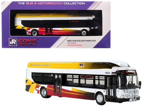 1/87 IR Iconic Replicas New Flyer Xcelsior Transit Bus "22 Bayview" (Baltimore) "MTA Maryland Department of Transportation" Diecast Car Model