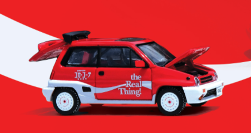 1/64 INNO Honda City Turbo II "Coca-Cola" Livery With Motocompo