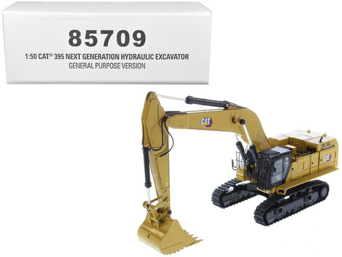 CAT Caterpillar 395 Next Generation Hydraulic Excavator (General Purpose Version) Yellow with Operator and Additional Tools "High Line" Series 1/50 Diecast Model by Diecast Masters