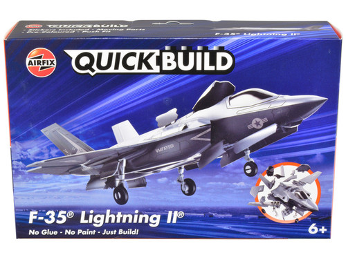 Skill 1 Model Kit F-35 Lightning II Snap Together Painted Plastic Model Airplane Kit by Airfix Quickbuild