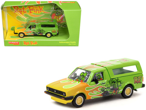 Volkswagen Caddy Pickup Truck with Camper Shell Green with Flames ...