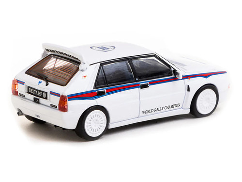 Lancia Delta HF Integrale White with Red and Blue Stripes "Martini 6 - World Rally Champion" "Road64" Series 1/64 Diecast Model Car by Tarmac Works