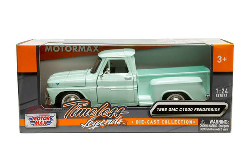 1/24 Motormax 1966 GMC C1000 Fenderside (Light Green) Diecast Car Model