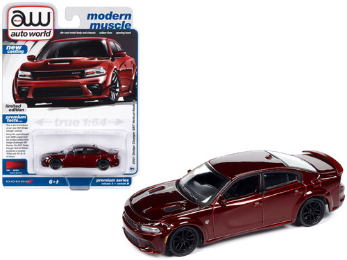 2021 Dodge Charger SRT Hellcat Redeye Octane Red Metallic "Modern Muscle" Limited Edition 1/64 Diecast Model Car by Auto World