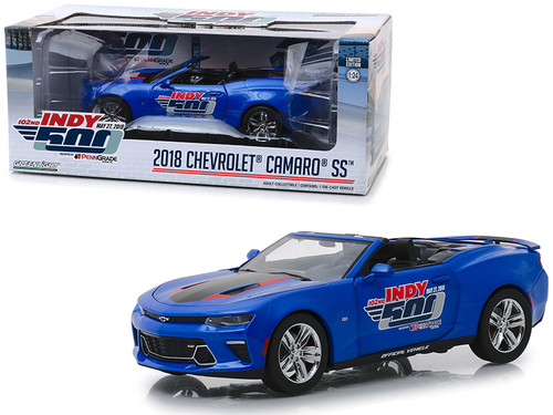 1/24 Greenlight 2018 Chevrolet Camaro SS Convertible Blue "102nd Indy 500 Presented" by PennGrade Motor Oil 500 Festival Event Car Diecast Car Model