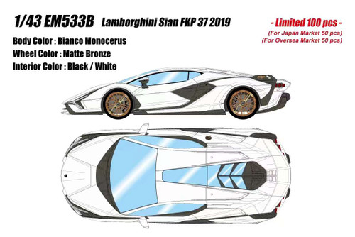 1/43 Makeup 2019 Lamhorghini Sian FKP 37 (Bianco Monocerus White) Car Model Limited 100 Pieces