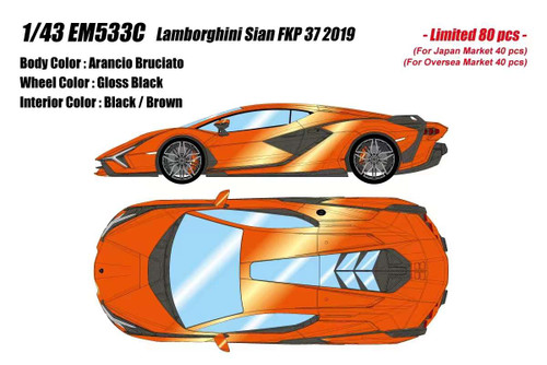 1/43 Makeup 2019 Lamhorghini Sian FKP 37 (Arancio Bruciato Orange) Car Model Limited 80 Pieces