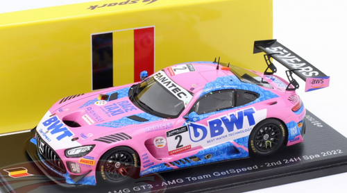 1/43 Spark 2022 Mercedes-Benz AMG GT3 #2 2nd 24h Spa Mercedes-AMG Team GetSpeed / BWT Luca Stolz, Steijn Schothorst, Maximilian Götz Car Model