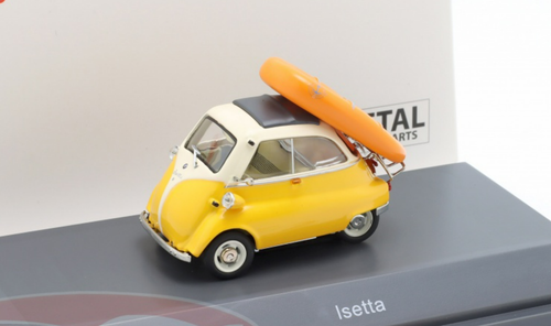 1/43 Schuco 1955-1962 BMW Isetta with Dinghy (Yellow) Car Model