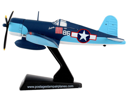 Vought F4U Corsair Fighter Aircraft "VMF-214 Black Sheep" United States Navy 1/100 Diecast Model Airplane by Postage Stamp