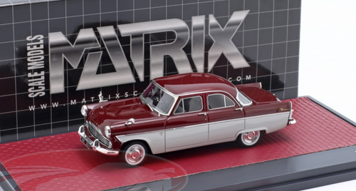 1/43 Matrix 1959-1962 Ford Zodiac 206E Saloon (Dark Red Maroon & Grey) Car Model
