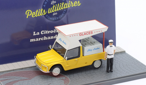 1/43 Atlas Citroen Mehari Ice Cream Truck with Figure (Yellow) Car Model
