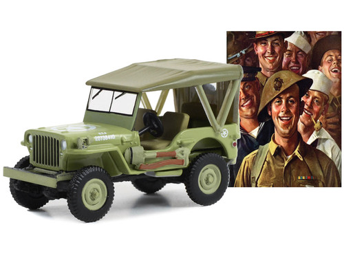 1945 Willys MB Jeep Light Green "U.S. Army" "Norman Rockwell" Series 5 1/64 Diecast Model Car by Greenlight