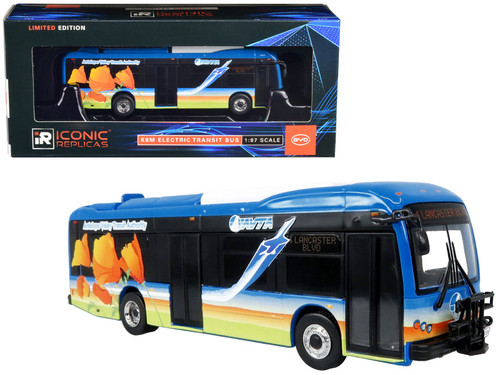 BYD K8M Electric Transit Bus Antelope Valley Transit Authority (AVTA) "4 Lancaster Blvd." Limited Edition 1/87 (HO) Diecast Model by Iconic Replicas