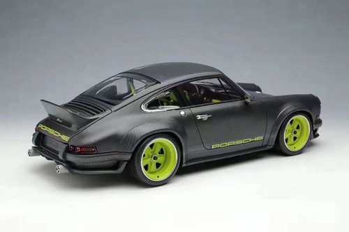 1/18 Makeup Porsche 911 964 Singer DLS Visible Carbon Matte with Green Wheels Car Model