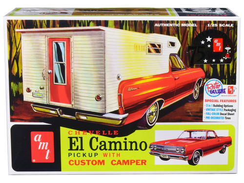 Skill 2 Model Kit 1965 Chevrolet El Camino with Camper 3-in-1 Kit 1/25 Scale Model by AMT