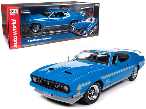 オートアート 1/18 FORD MUSTANG MACH1 '03 Blue 1/18 Auto World 1972 Ford Mustang Mach 1 Grabber Blue with