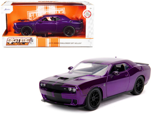 2015 Dodge Challenger SRT Hellcat Purple with Black Stripes "Big Time Muscle" 1/24 Diecast Model Car by Jada