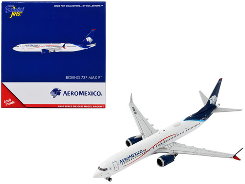 Boeing 737 MAX 9 Commercial Aircraft "AeroMexico" White and Blue 1/400 Diecast Model Airplane by GeminiJets