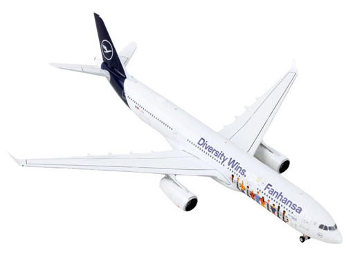 Airbus A330-300 Commercial Aircraft "Lufthansa - Fanhansa Diversity Wins" White with Blue Tail 1/400 Diecast Model Airplane by GeminiJets