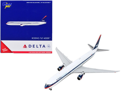 Boeing 767-400ER Commercial Aircraft "Delta Airlines - Interim Livery" White with Blue Stripes 1/400 Diecast Model Airplane by GeminiJets