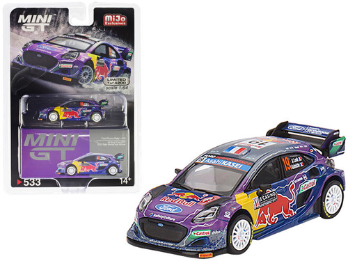 Ford Puma Rally1 #19 Sebastien Loeb - Isabelle Galmiche "M-Sport Ford WRT - Red Bull" Winner "Monte Carlo Rally" (2022) Limited Edition to 4200 pieces Worldwide 1/64 Diecast Model Car by True Scale Miniatures