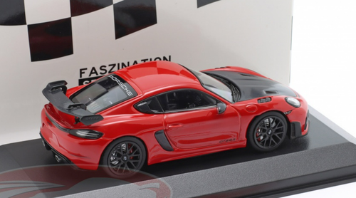 1/43 Minichamps 2021 Porsche 718 (982) Cayman GT4 RS (Red with Black Wheels) Car Model