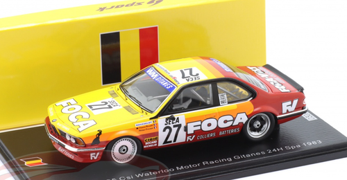 1/43 Spark 1983 BMW 635 Csi No.27 Waterloo Motor Racing Gitanes 24H Spa Fr. Hesnault - P. F. Rousselot - Ph. Dermagne Car Model