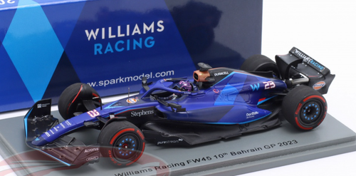 1/43 Spark 2023 Formula 1 Williams F1 FW45 No.23 Williams Racing  10th Bahrain GP Alex Albon Car Model