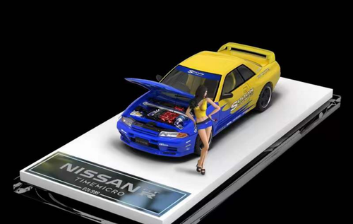 1/64 TimeMicro Nissan Skyline GT-R R32 Spoon Diecast Car Model with Figure