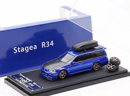1/64 SW Nissan Skyline GT-R R34 Stagea Wagon (Blue) Diecast Car Model