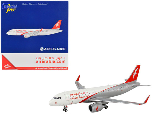 Airbus A320 Commercial Aircraft "Air Arabia" White and Gray with Red Tail 1/400 Diecast Model Airplane by GeminiJets