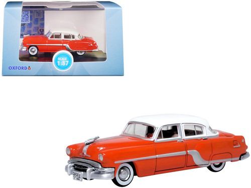 1954 Pontiac Chieftain 4 Door Coral Red with Winter White Top 1/87